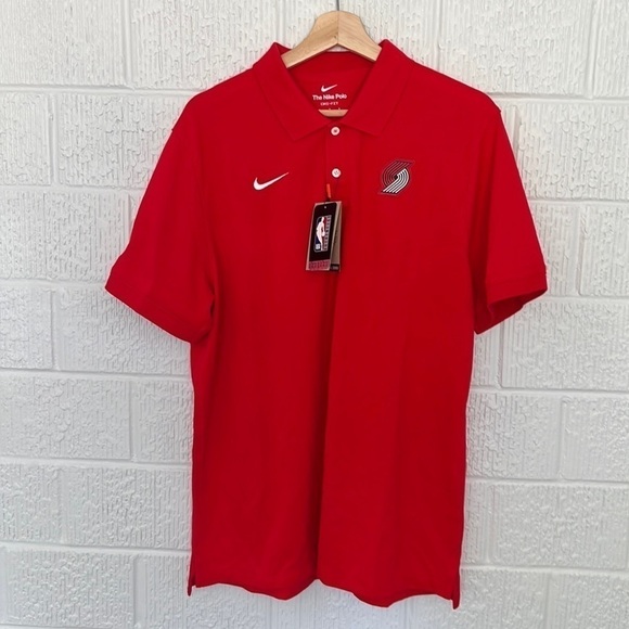 NBA PORTLAND TRAILBLAZERS NIKE MEN’S POLO SHIRT - SIZE LARGE - Picture 1 of 9